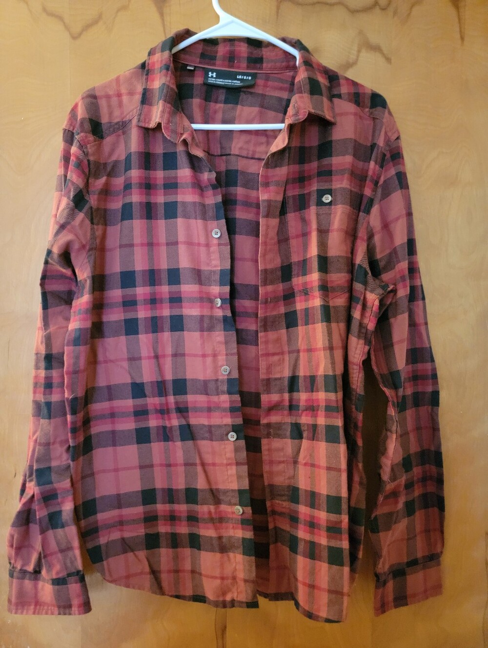 Under Armour Men's Red and Black Plaid Button-Down Shirt